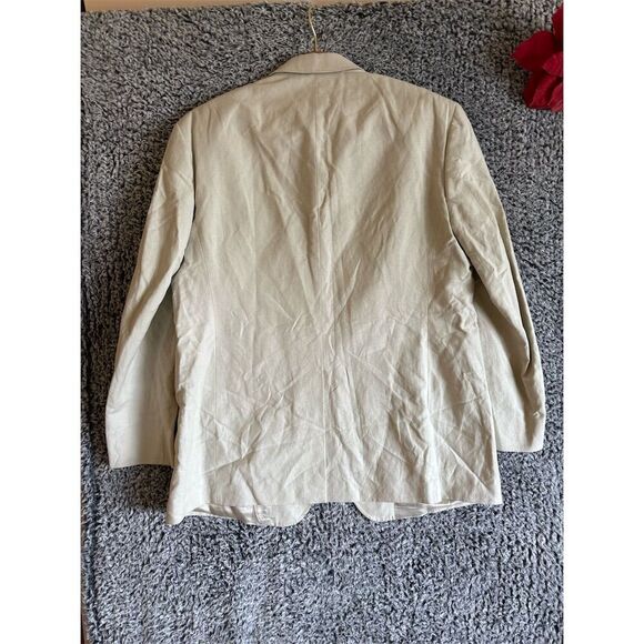 Men's Beige Blazer Jacket Size 48 Classic Formal Notch Lapel - Picture 8 of 11